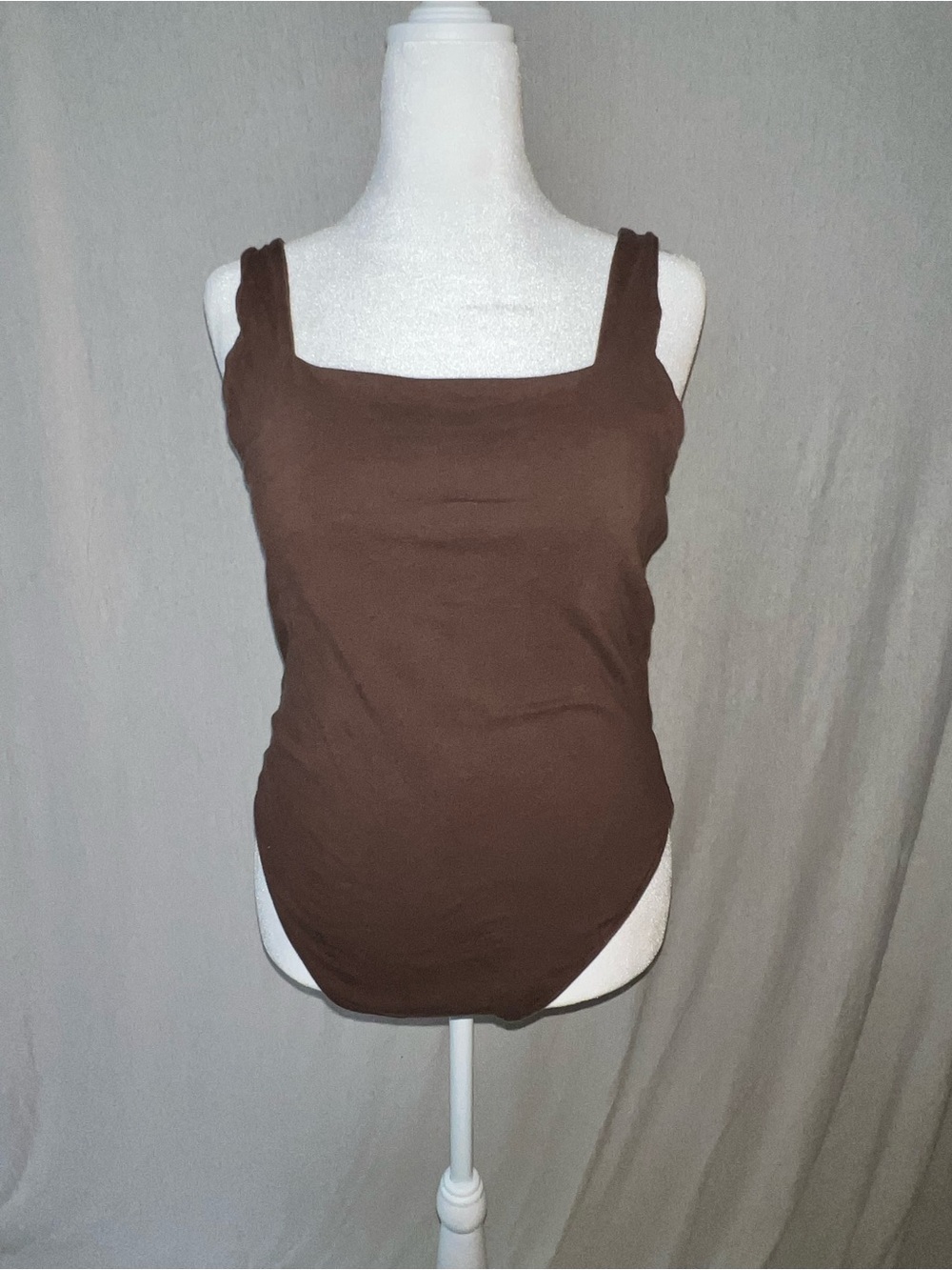 Classic Square-Neck Brown Bodysuit
